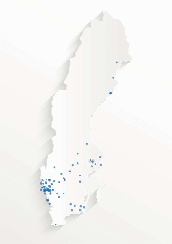 <br />
platser Tibvik jobbar på i Sverige